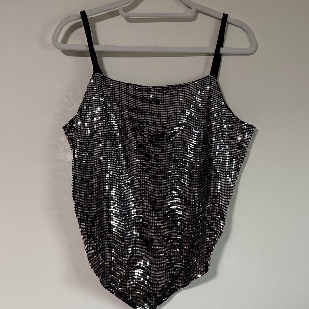 Silver Sequin Tank Top